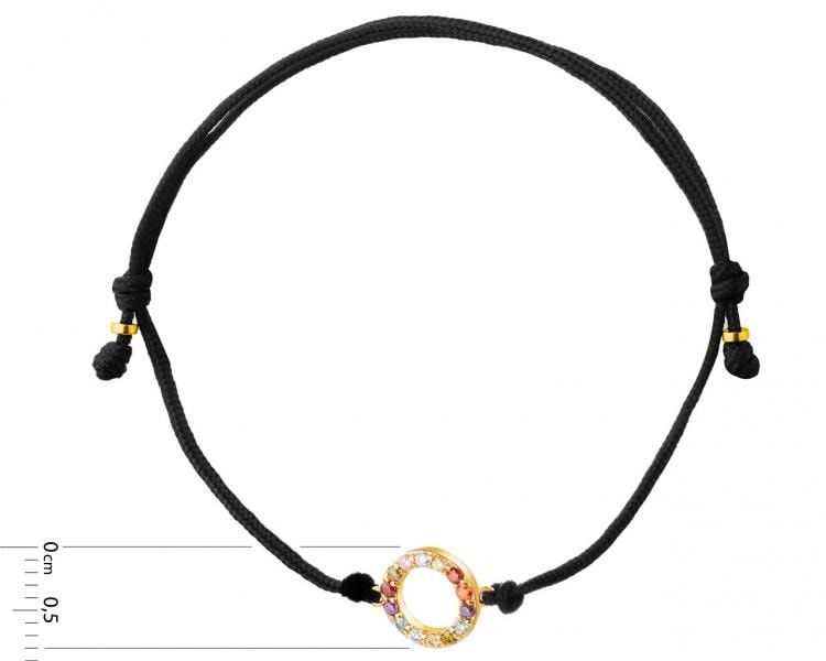 Bracelet with elements of yellow gold and cubic zirconia - circle