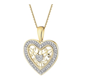 14 K Rhodium-Plated Yellow Gold Pendant with Diamonds - 0,14 ct - fineness 14 K