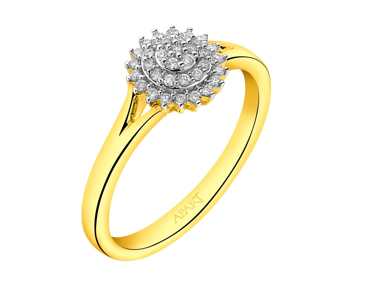 Prsten ze žlutého zlata s diamanty  0,15 ct - ryzost 585