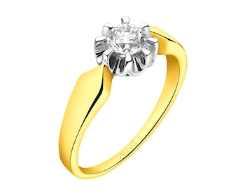 Prsten ze žlutého zlata s briliantem  0,50 ct - ryzost 585