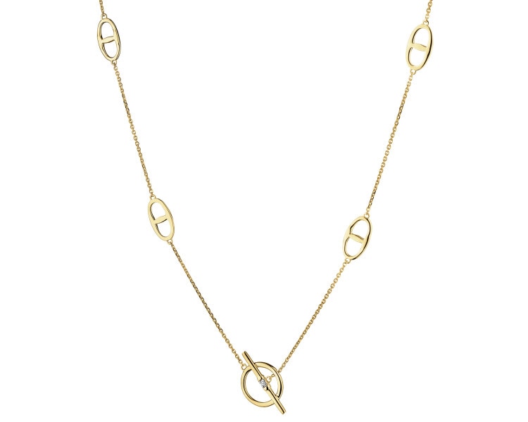 Yellow Gold Diamond Necklace - 0,005 ct - fineness 9 K