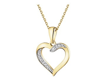 14 K Rhodium-Plated Yellow Gold Pendant with Diamonds - 0,004 ct - fineness 14 K