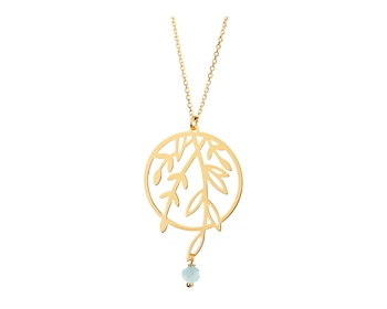 Yellow Gold Necklace with Cubic Zirconia - Circle, Leaves></noscript>
                    </a>
                </div>
                <div class=