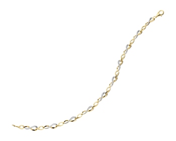 9 K Rhodium-Plated Yellow Gold Bracelet with Diamonds - 0,03 ct - fineness 9 K