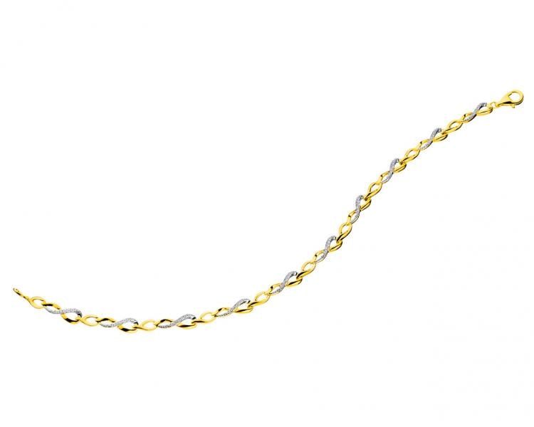 Bransoletka z żółtego złota z diamentami - 18 cm - 0,03 ct - próba 375