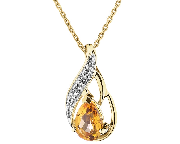 9 K Rhodium-Plated Yellow Gold Pendant  - fineness 9 K