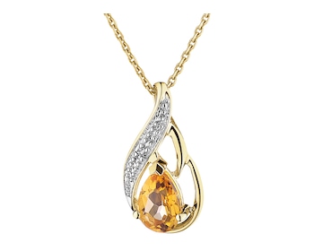 9 K Rhodium-Plated Yellow Gold Pendant  - fineness 9 K