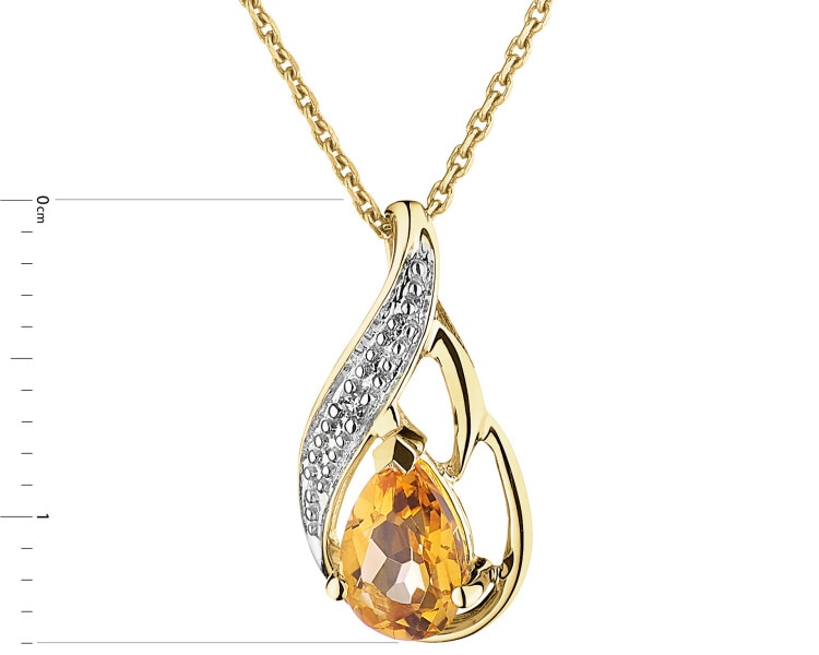 9 K Rhodium-Plated Yellow Gold Pendant  - fineness 9 K