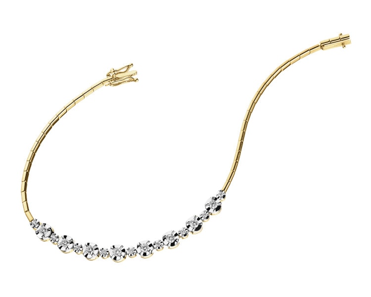 14 K Rhodium-Plated Yellow Gold Bracelet with Diamonds - 0,47 ct - fineness 14 K