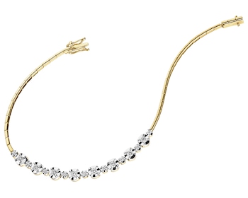 14 K Rhodium-Plated Yellow Gold Bracelet with Diamonds - 0,47 ct - fineness 14 K