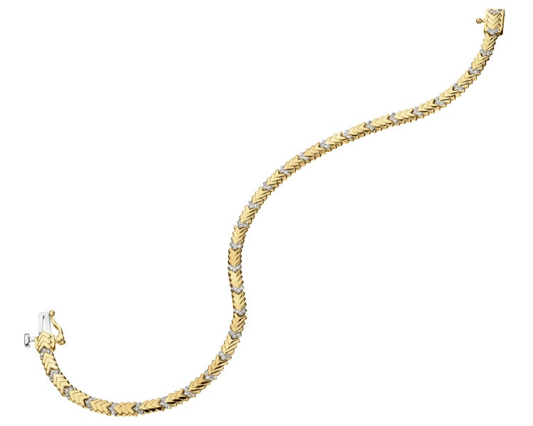 14 K Rhodium-Plated Yellow Gold Bracelet with Diamonds - 0,21 ct - fineness 14 K