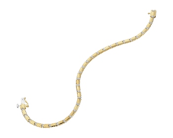 14 K Rhodium-Plated Yellow Gold Bracelet with Diamonds - 0,21 ct - fineness 14 K