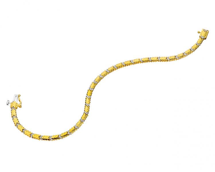 Bransoletka z żółtego złota z diamentami - 18 cm - 0,21 ct - próba 585