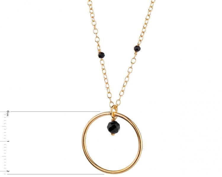 Pozlacený stříbrný náhrdelník se sklem - kroužek
