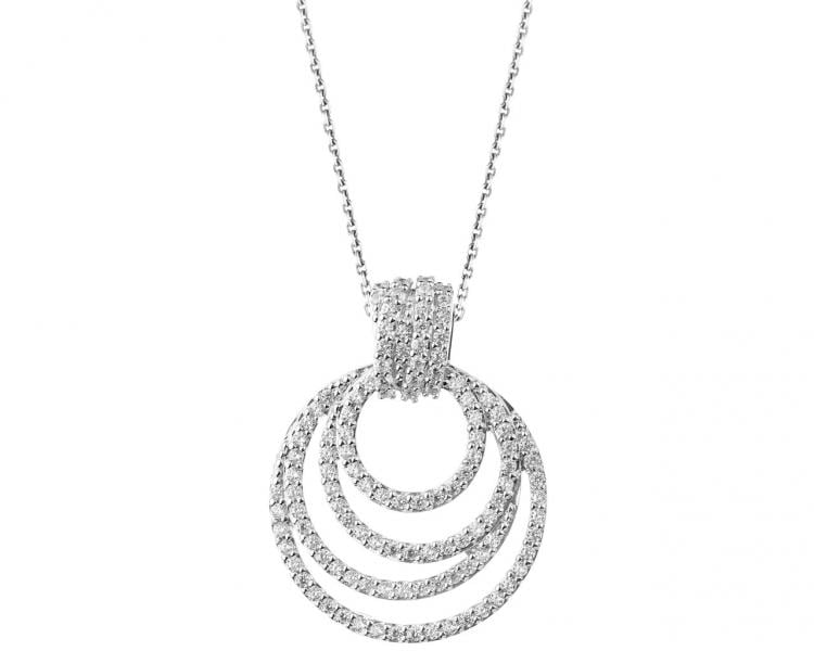 Rhodium Plated Silver Pendant with Cubic Zirconia