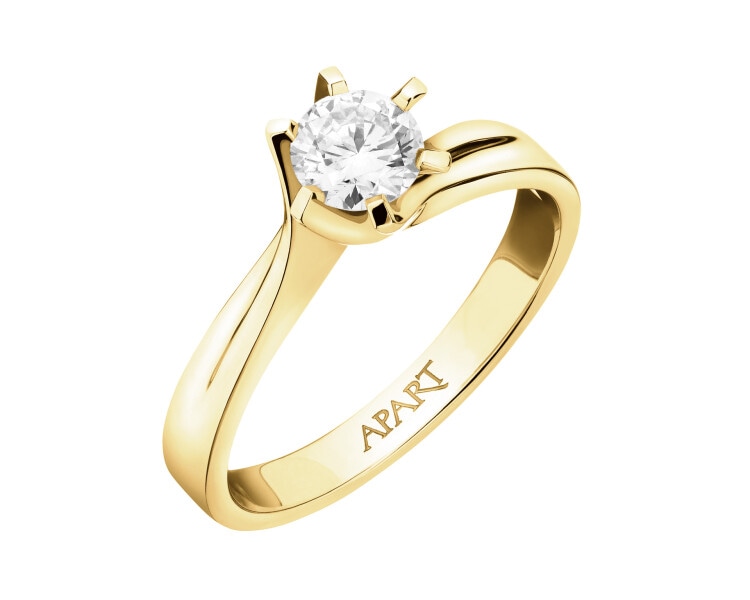 Yellow gold ring with brilliant - 0,50 ct - fineness 14 K