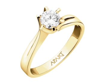 Yellow gold ring with brilliant - 0,50 ct - fineness 14 K