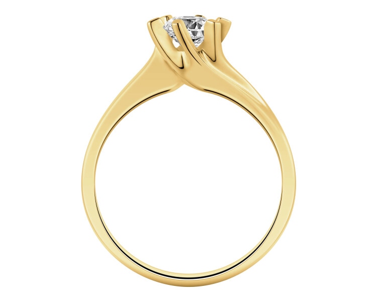 Yellow gold ring with brilliant - 0,50 ct - fineness 14 K