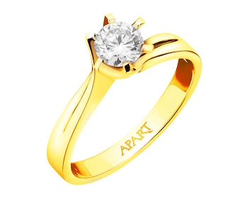 Yellow gold ring with brilliant 0,50 ct - fineness 14 K