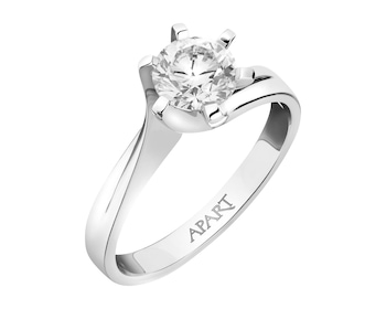 White gold ring with brilliant - 1,00 ct - fineness 14 K