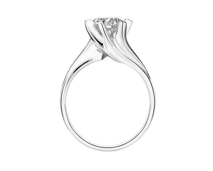 White gold ring with brilliant 1 ct - fineness 14 K