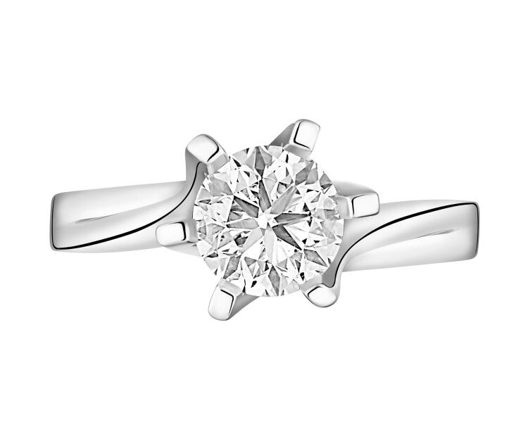 White gold ring with brilliant - 1,00 ct - fineness 14 K