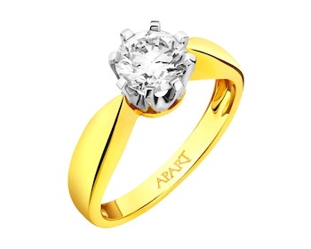 Yellow and white gold ring with brilliant 1 ct - fineness 14 K></noscript>
                    </a>
                </div>
                <div class=