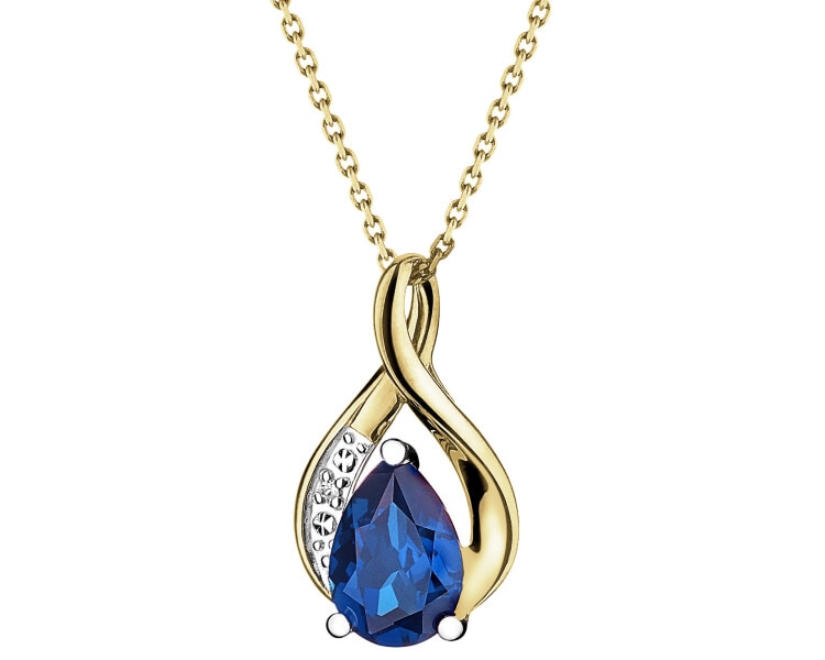 9 K Rhodium-Plated Yellow Gold Pendant  - fineness 9 K