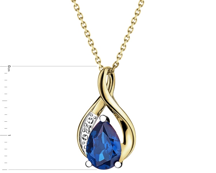 9 K Rhodium-Plated Yellow Gold Pendant  - fineness 9 K