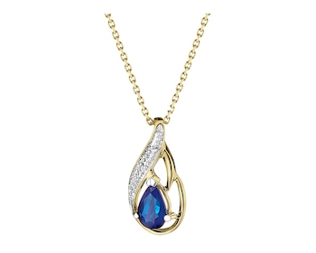 9 K Rhodium-Plated Yellow Gold Pendant  - fineness 9 K