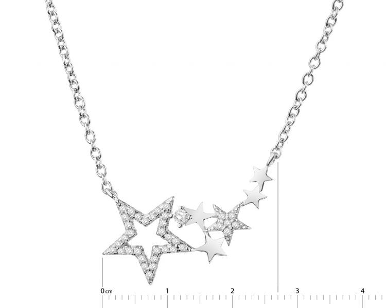 Naszyjnik srebrny z cyrkoniami - gwiazdy