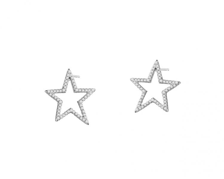 Stříbrné náušnice se zirkony - hvězdy