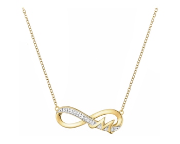 9 K Rhodium-Plated Yellow Gold Necklace with Diamonds - 0,01 ct - fineness 9 K