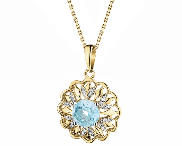 14 K Rhodium-Plated Yellow Gold Pendant  - fineness 14 K