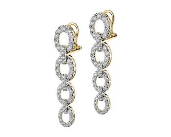 14 K Rhodium-Plated Yellow Gold Dangling Earring with Diamond - 2,77 ct - fineness 14 K