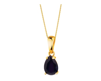 14 K Yellow Gold Pendant with Synthetic Sapphire