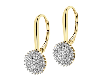 14 K Rhodium-Plated Yellow Gold Earrings with Diamonds - 0,31 ct - fineness 14 K