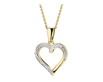 9 K Rhodium-Plated Yellow Gold Pendant with Diamonds - 0,01 ct - fineness 9 K