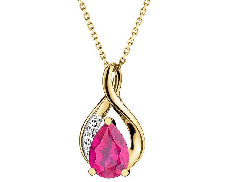 9 K Rhodium-Plated Yellow Gold Pendant  - fineness 9 K