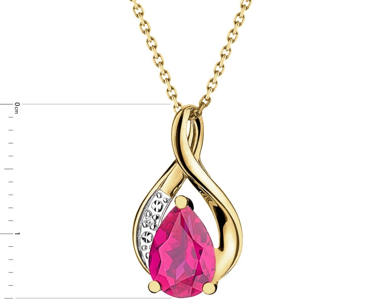 9 K Rhodium-Plated Yellow Gold Pendant  - fineness 9 K