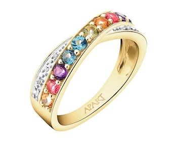 14 K Rhodium-Plated Yellow Gold Ring  - fineness 14 K