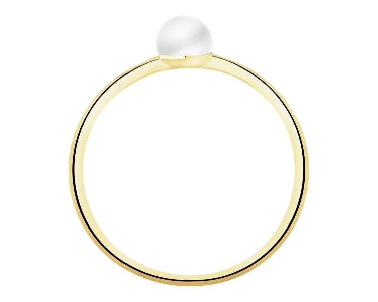 14 K Yellow Gold Ring with Pearl