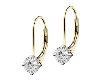 585 Yellow And White Gold Plated Earrings with Diamonds - 0,16 ct - fineness 585