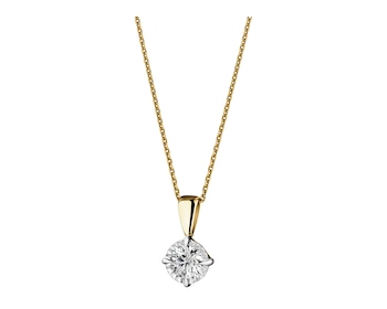 585 Yellow And White Gold Plated Pendant with Diamond - 0,08 ct - fineness 585