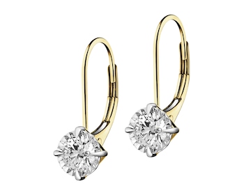 585 Yellow And White Gold Plated Earrings with Diamonds - 0,28 ct - fineness 585