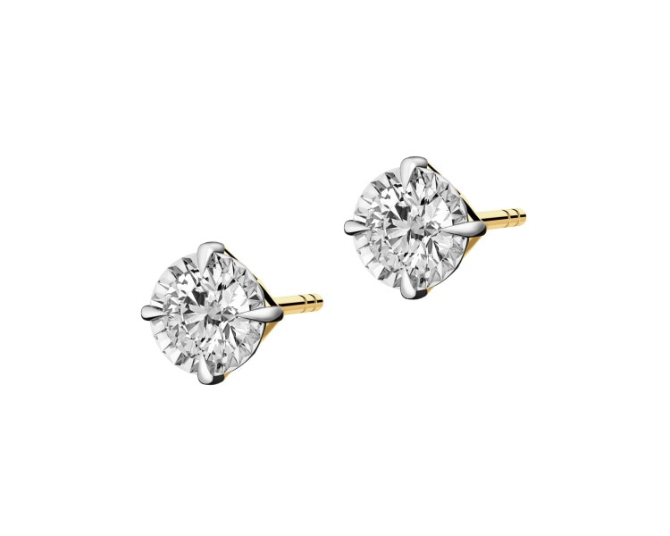 Yellow and white gold earrings with brilliants - 0,28 ct - fineness 585