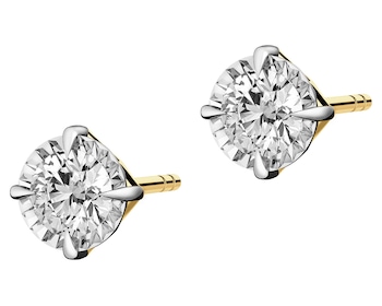 Yellow and white gold earrings with brilliants - 0,28 ct - fineness 585