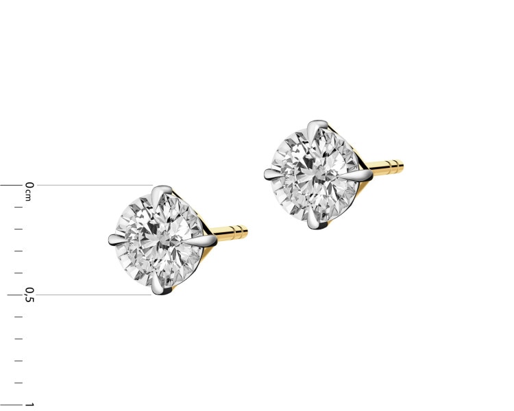 Yellow and white gold earrings with brilliants - 0,28 ct - fineness 585