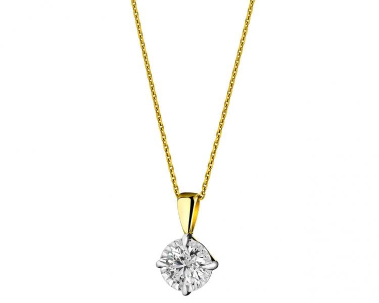 Yellow and white gold pendant with brilliant 0,14 ct - fineness 585