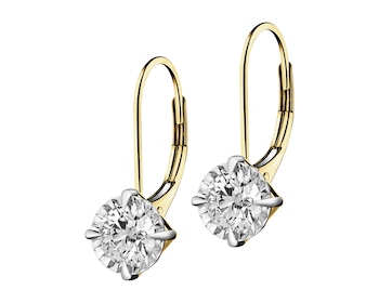 585 Yellow And White Gold Plated Earrings with Diamonds - 0,46 ct - fineness 585